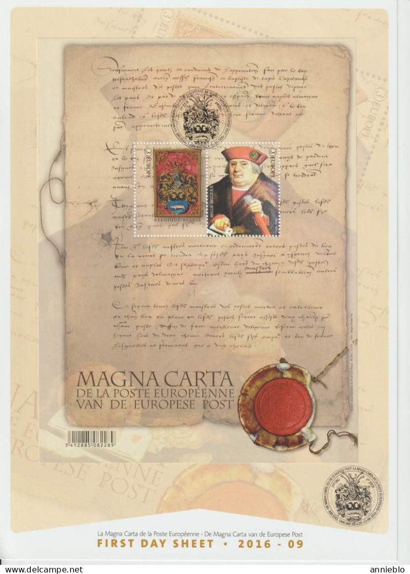 2016 - FDS BL237 - 500 Jaar Magna Carta / 500 Ans La Magna Carta - - S+in Clasificación