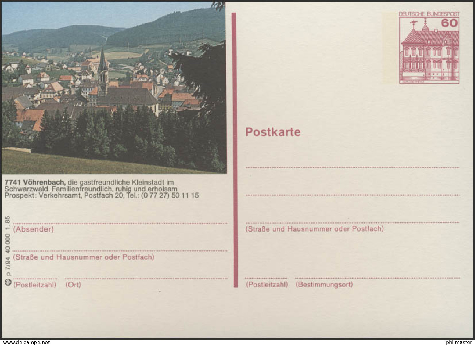 P138-p7/094 - 7741 Vöhrenbach, Stadtbild Mit Kirche ** - Geïllustreerde Postkaarten - Ongebruikt