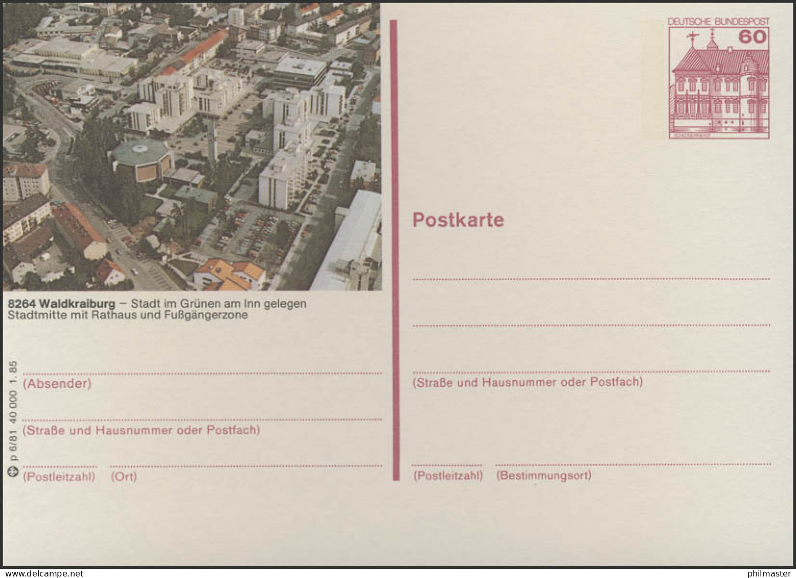 P138-p6/081 - 8264 Waldkraiburg Stadtmitte Mit Rathaus ** - Geïllustreerde Postkaarten - Ongebruikt