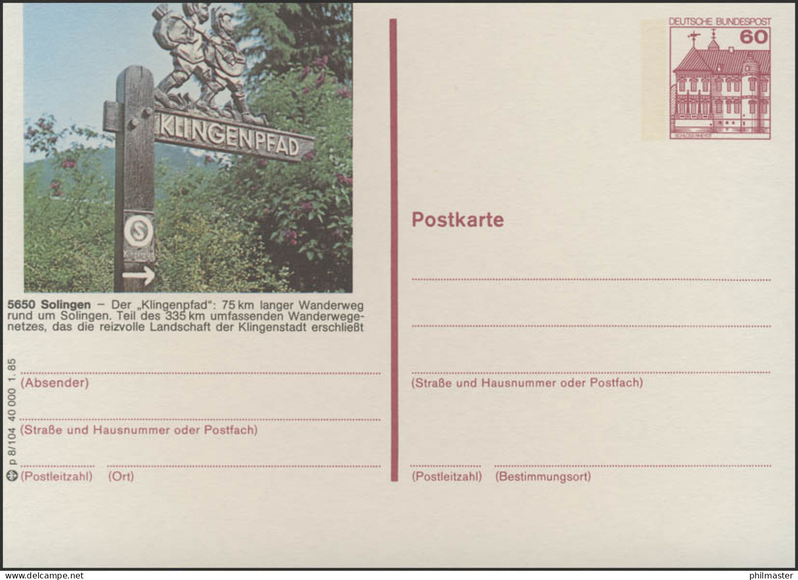 P138-p8/104 - 5650 Solingen, Klingenpfad ** - Geïllustreerde Postkaarten - Ongebruikt