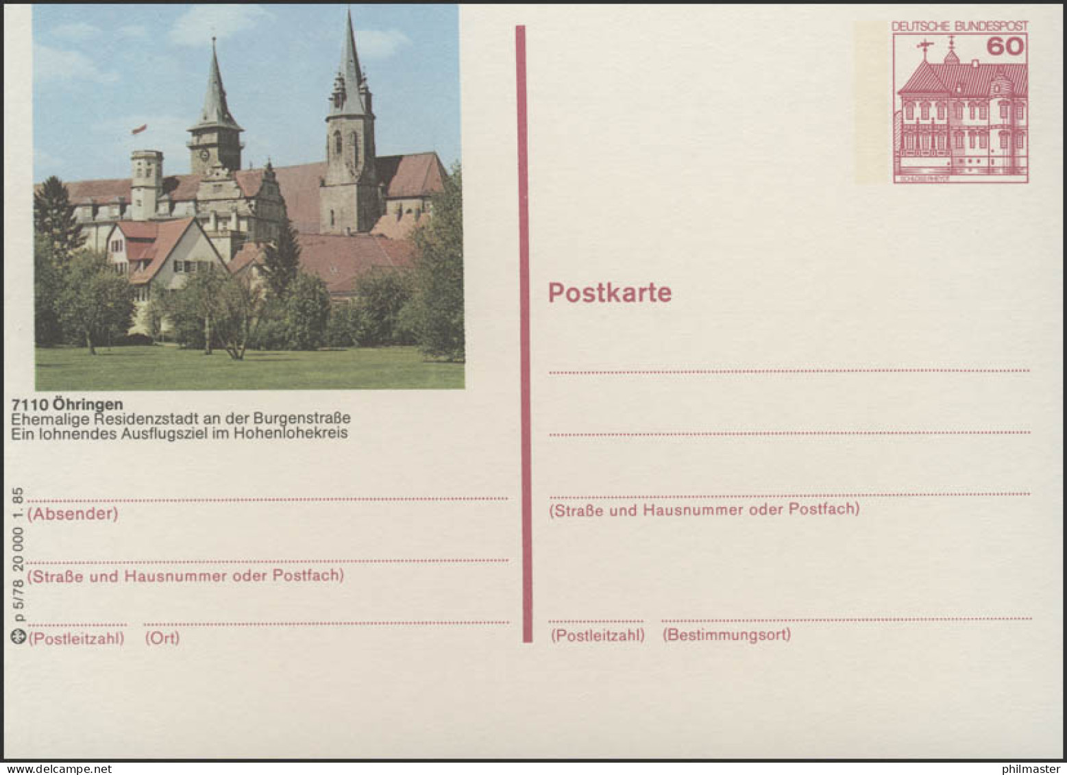 P138-p5/078 - 7110 Öhringen, Stadtansicht Mit Kirche ** - Geïllustreerde Postkaarten - Ongebruikt