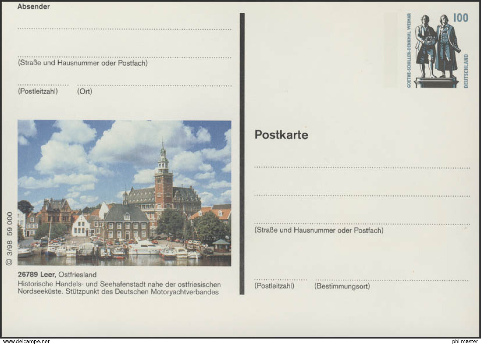 P158I-1998/03 26789 Leer, Hafen Und Rathaus ** - Geïllustreerde Postkaarten - Ongebruikt