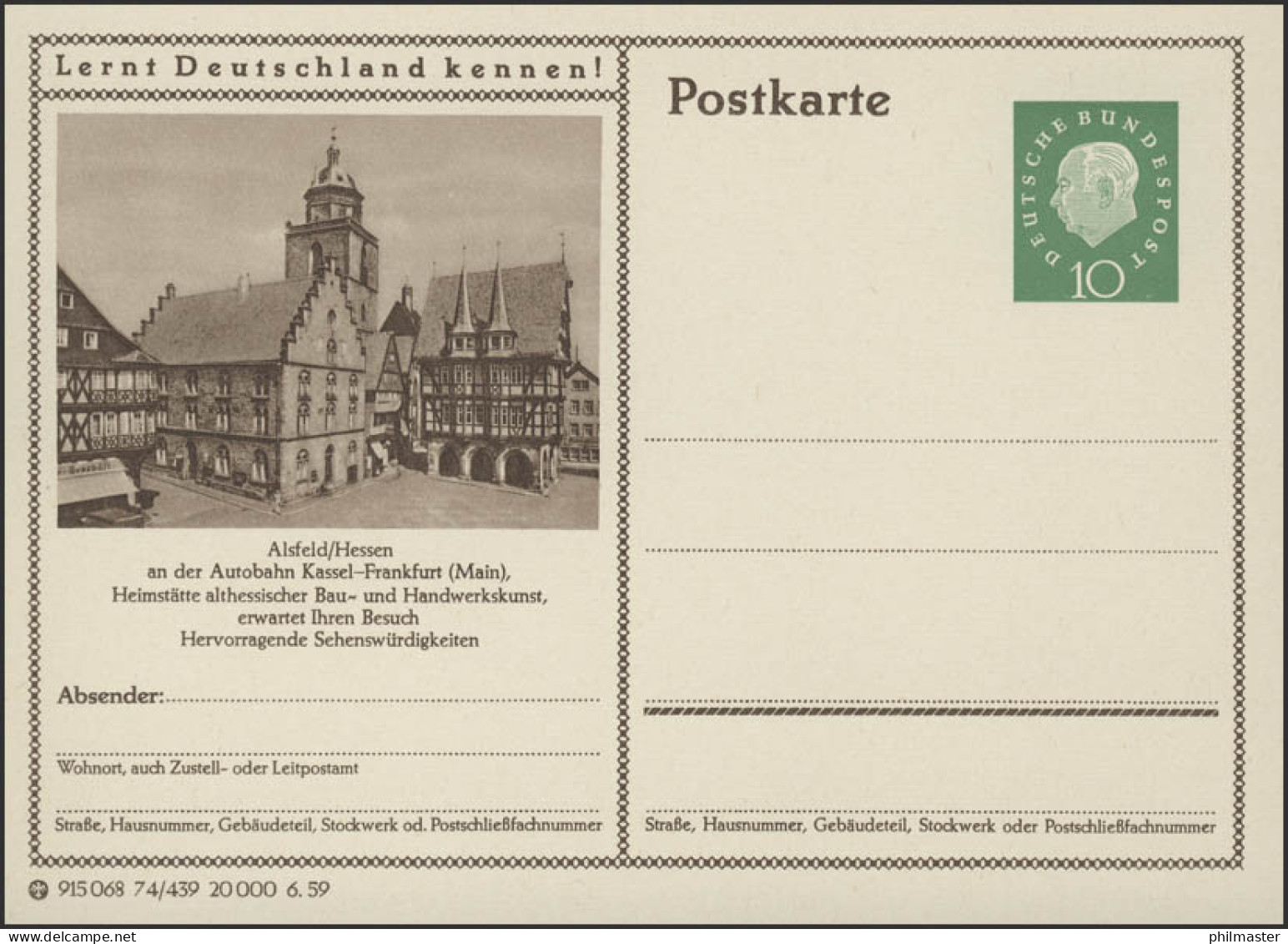 P042-74/439 Alsfeld/Oberhessen, Rathausplatz ** - Cartes Postales Illustrées - Neuves