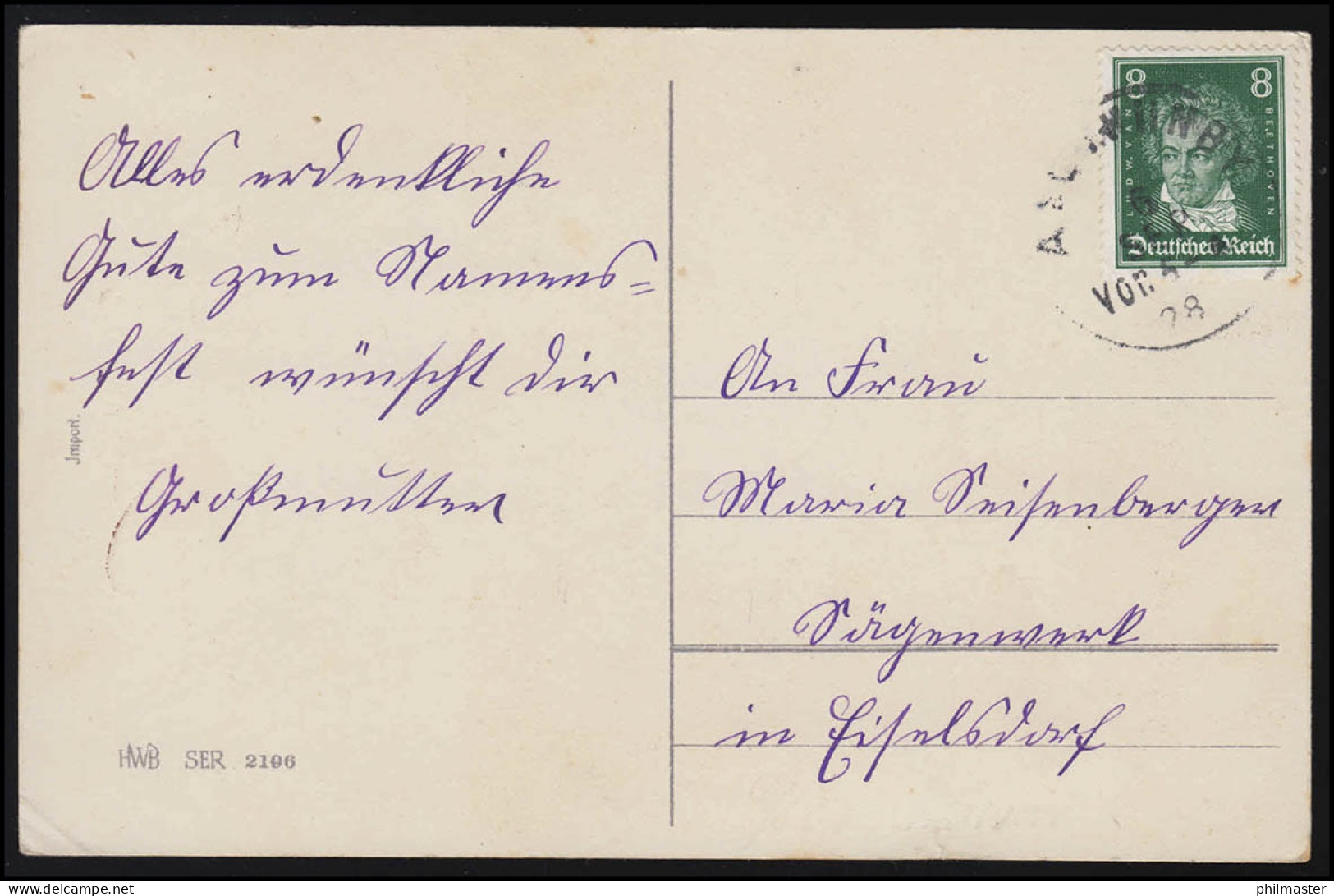 AK HWB Ser. 2106 Kleines Mädchen Kanarienvogel Hund Rosen Namenstag, Um 1928 - Other & Unclassified