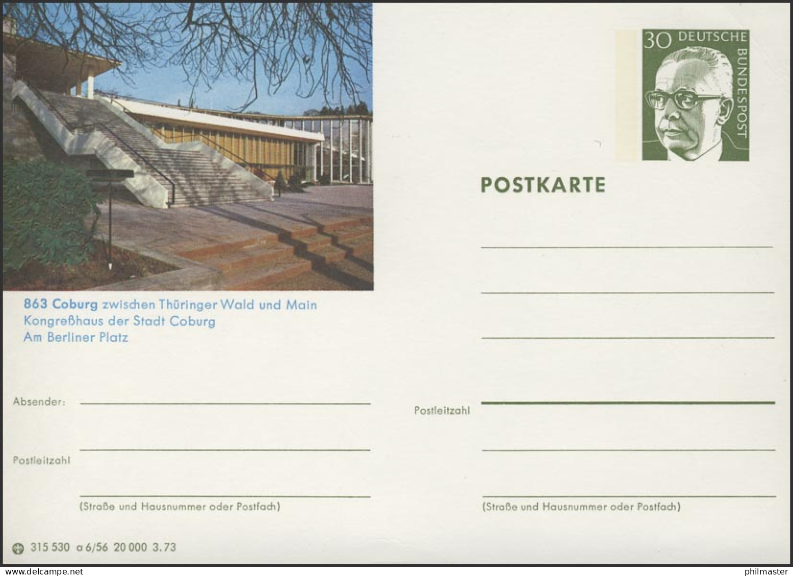 P109-a06/056 863 Coburg, Kongreßhaus ** - Illustrated Postcards - Mint