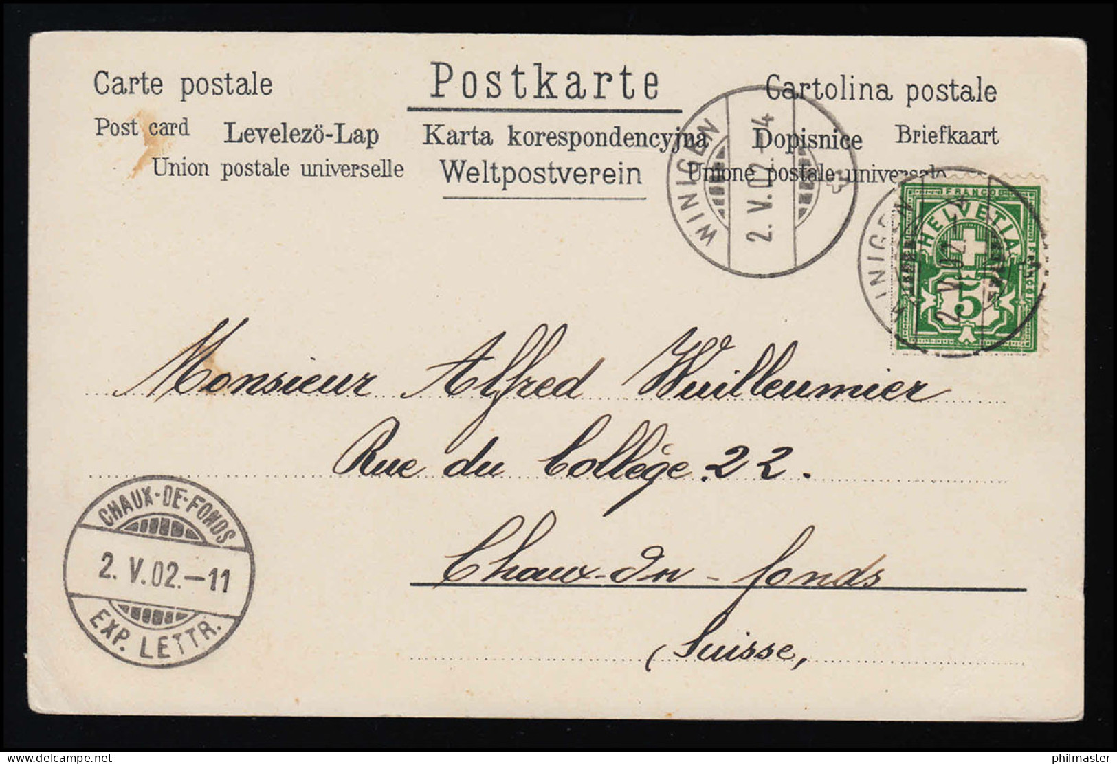 Blumen AK Rosen & Weisser Flieder In Glaskrug, WINIGEN/ CHAUX-DE-FONDS 2.5.1902 - Other & Unclassified