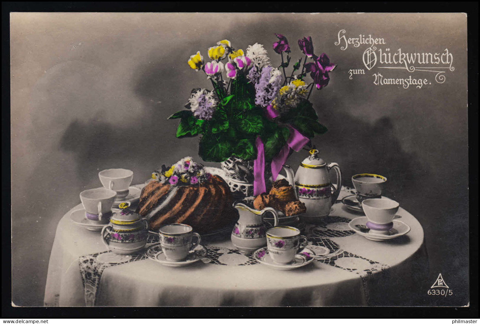 AK PH 6330/ 5 Festliche Kaffee Tafel Mit Kuchen & Strauß, Namenstag, 28.9.1931 - Autres & Non Classés