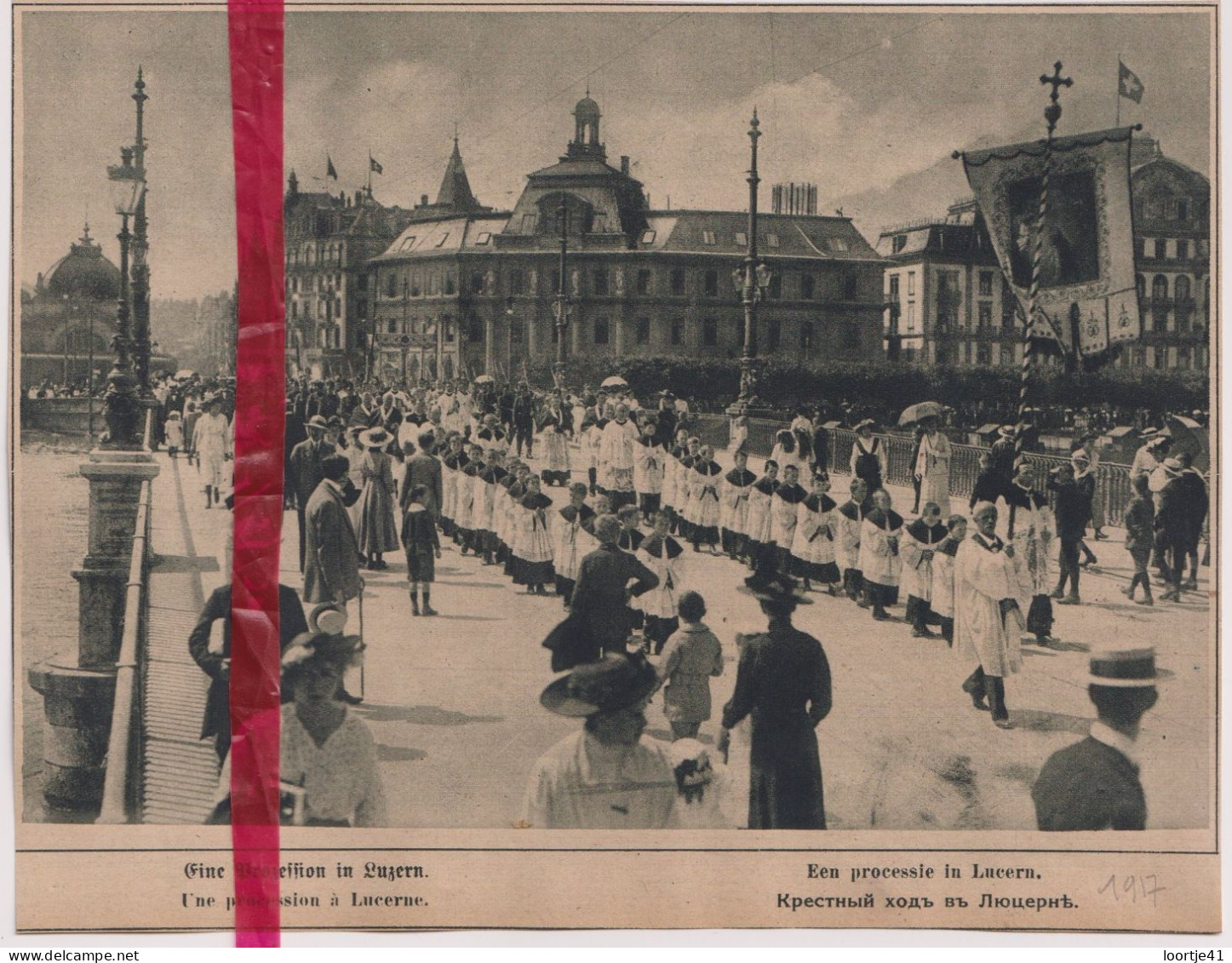 Oorlog Guerre 14/18 - Luzern Lucerne - Procession Processie - Orig. Knipsel Coupure Tijdschrift Magazine - 1917 - Unclassified