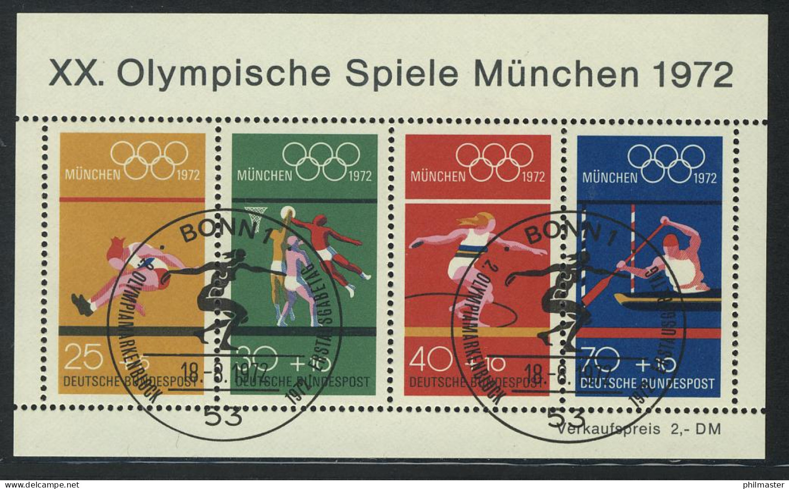 Block 8 Olympiade München - Sportarten 1972 Mit ESSt Bonn - Usados