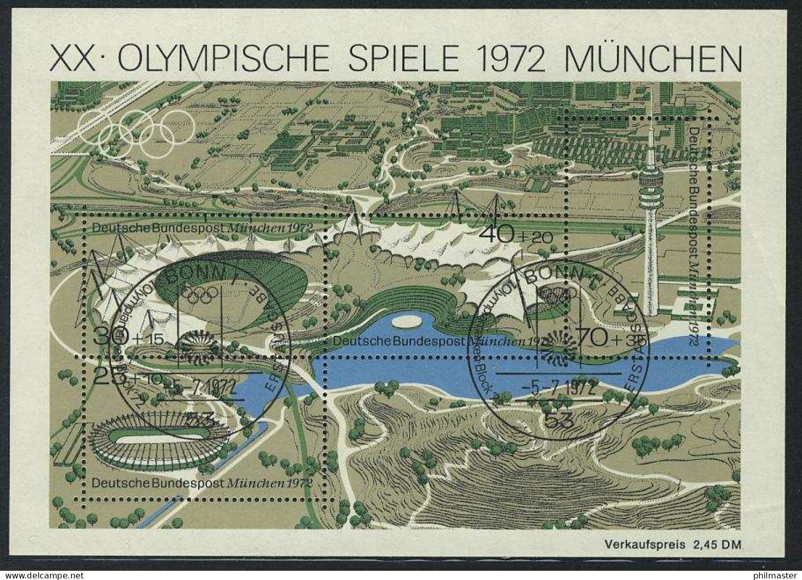 Block 7 Olympiapark 1972 Mit ESSt Bonn 5.7.72 - Usados