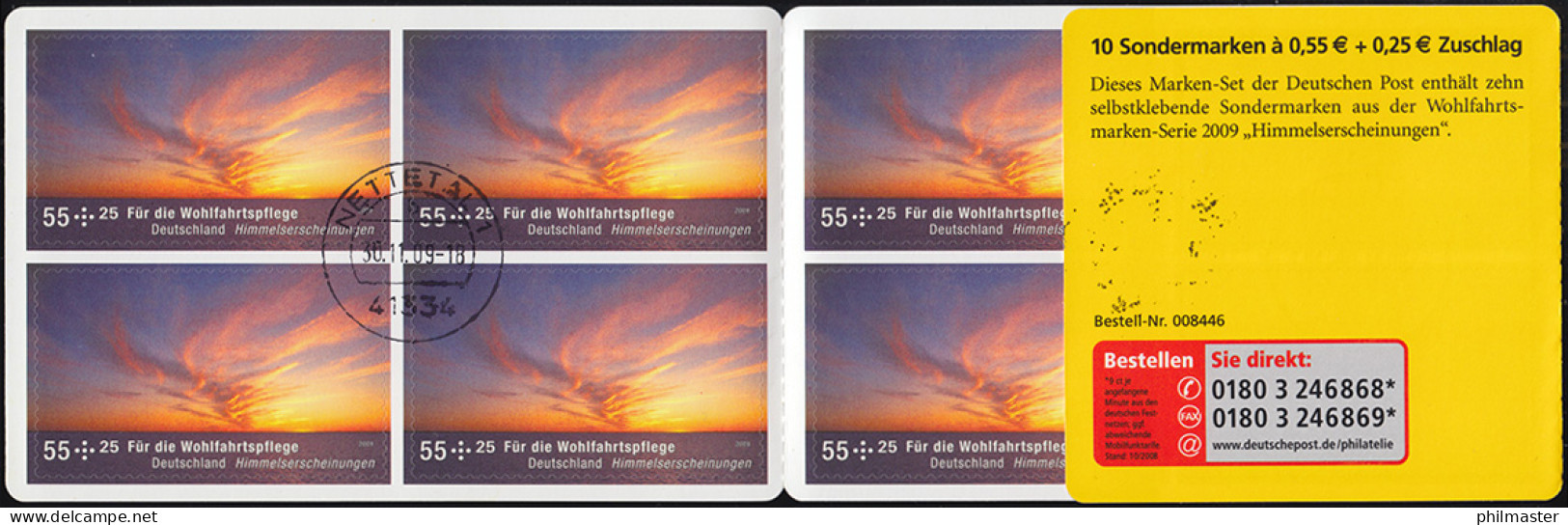 77 MH Wofa Sonnenuntergang, Tagesstempel NETTETAL 1 B - 30.11.09 - 2001-2010