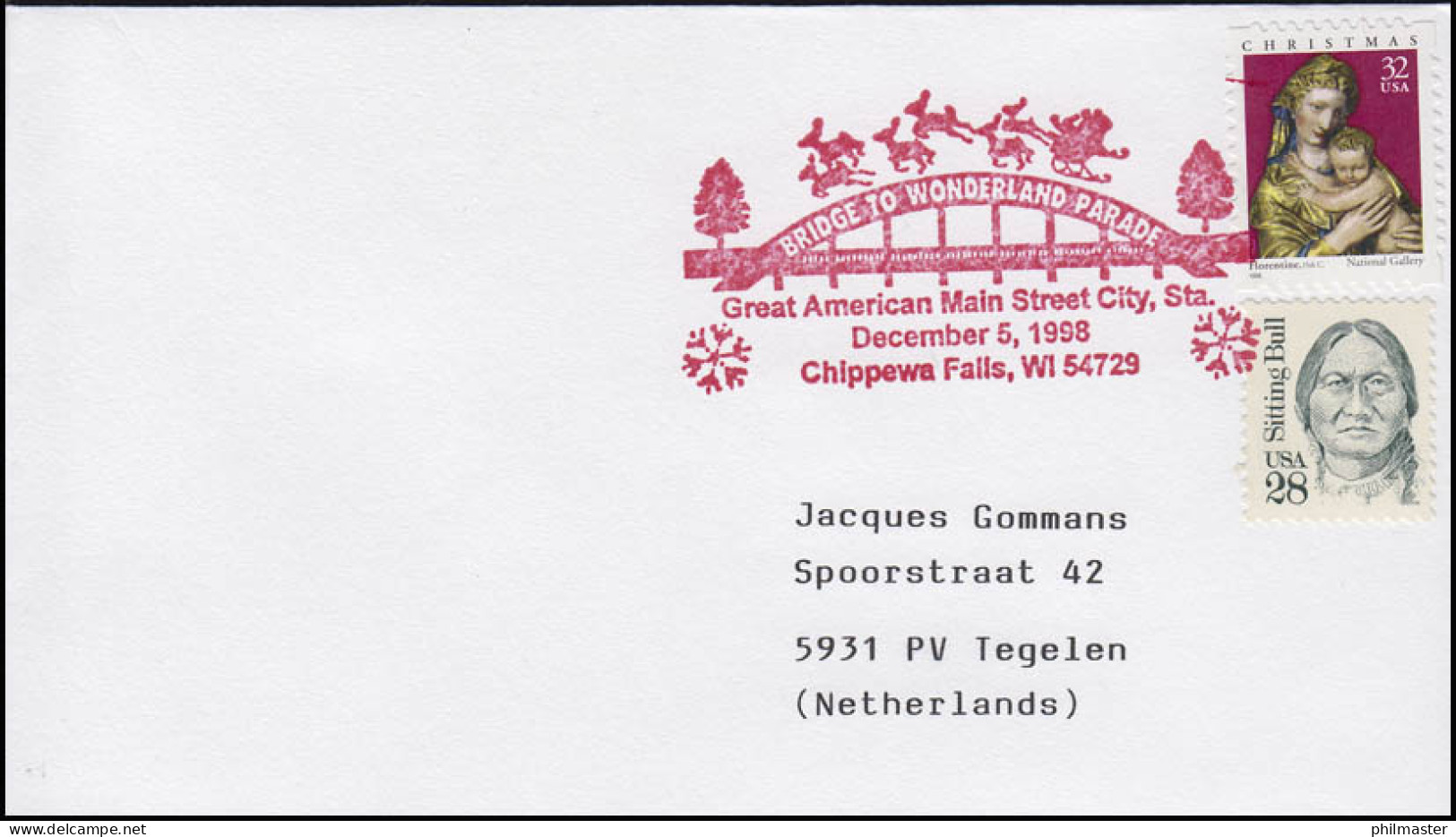 USA: Weihnachten 1998 - Chippewa Falls, Maria Mit Kind Auf Bf In Die NL, 5.12.98 - Christianity