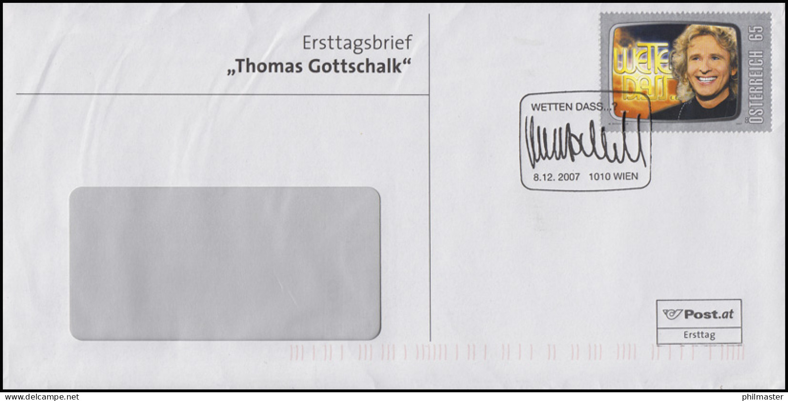 Österreich: 2695 Thomas Gottschalk - Wetten Dass ...? FDC ESSt Wien 8.12.2007 - Telekom