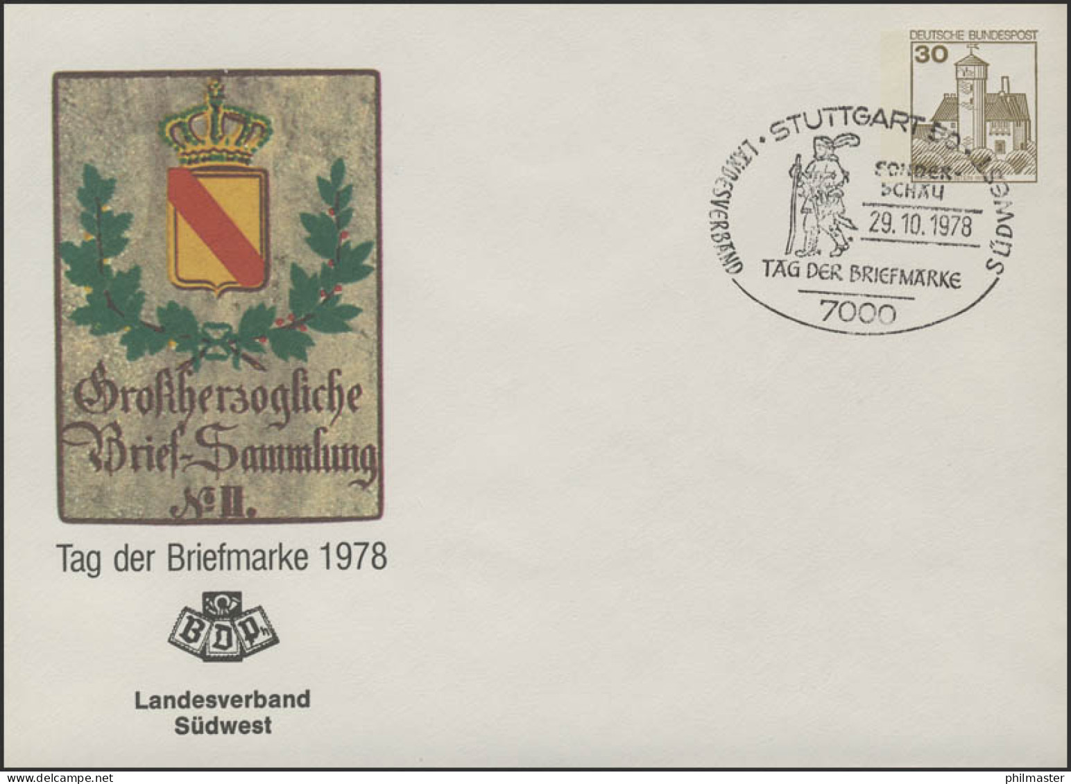 PU 108/65 Tag Der Briefmarke Ohne Anschrift, SSt Stuttgart Briefbote 29.10.78 - Privé Briefomslagen - Ongebruikt