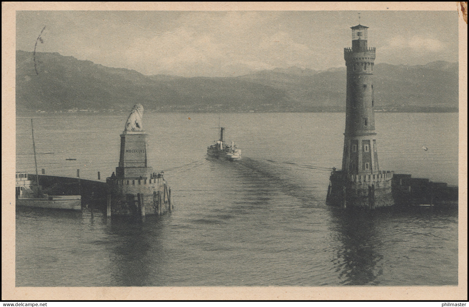 Ansichtskarte Lindau Hafeneinfahrt, LINDAU Leuchtturm 19.5.23 Nach München - Unclassified