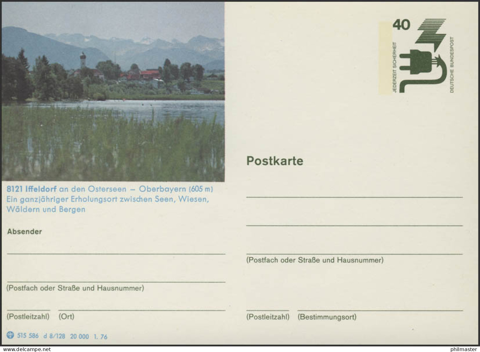 P120-d8/128 8121 Iffeldorf An Den Osterseen ** Wie Verausgabt - Illustrated Postcards - Mint