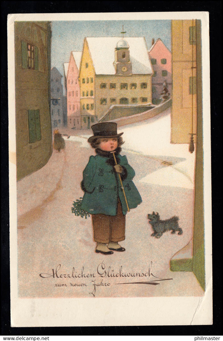 Kind Mit Hund In Verschneiten Straßen Einer Stadt, Neujahr, Zürich 31.12.1932 - Autres & Non Classés