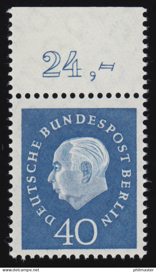 185 Heuss 40 Pf Oberrand ** Postfrisch - Unused Stamps