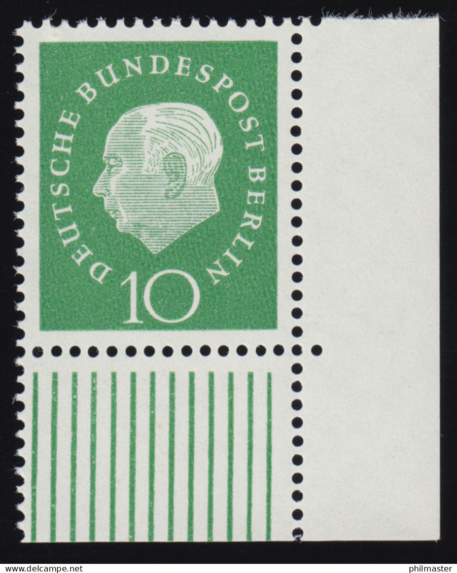 183 Heuss 10 Pf Ecke Ur ** Postfrisch - Unused Stamps