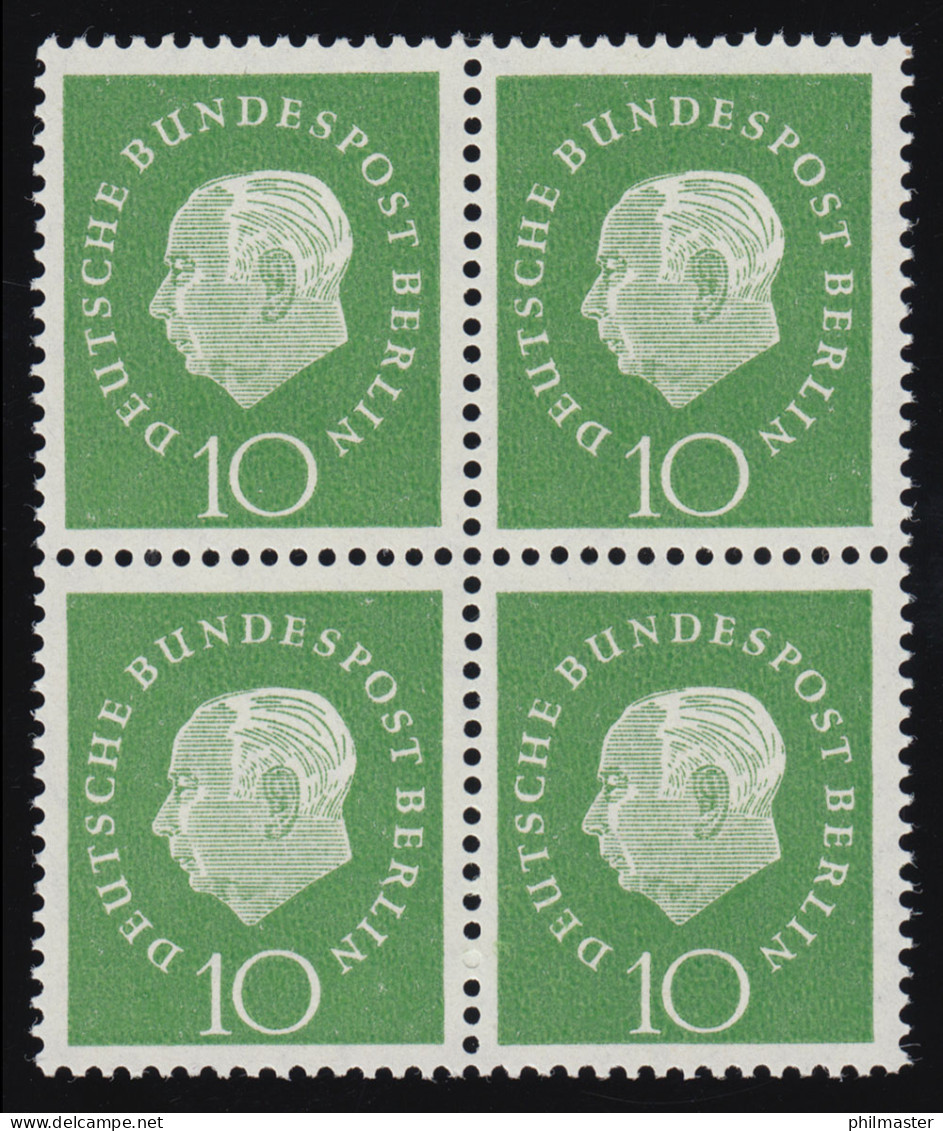 183 Heuss 10 Pf Viererblock ** Postfrisch - Unused Stamps