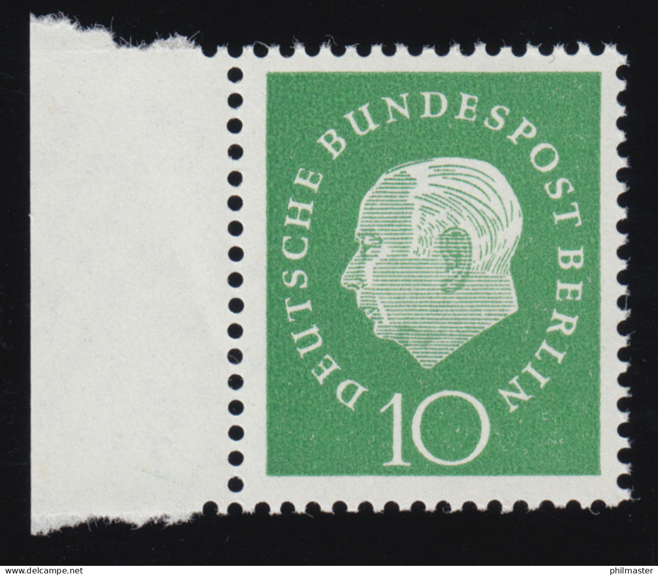 183 Heuss 10 Pf Seitenrand Li. ** Postfrisch - Unused Stamps