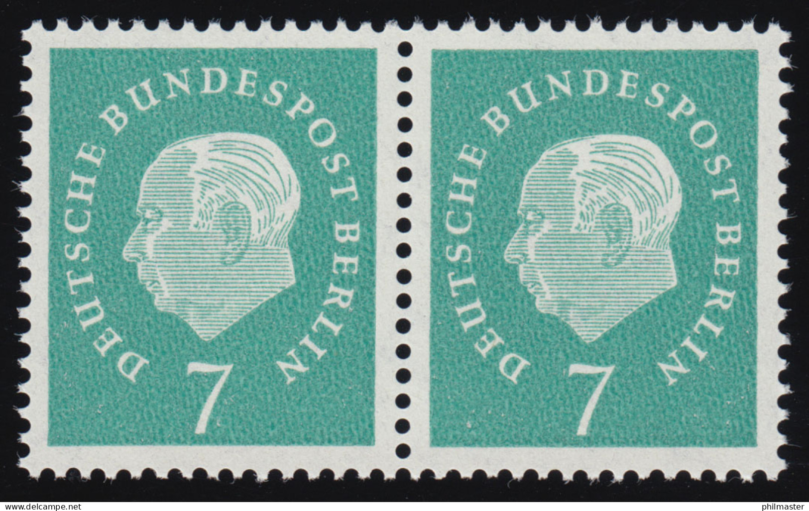 182 Heuss 7 Pf Waag. Paar ** Postfrisch - Unused Stamps