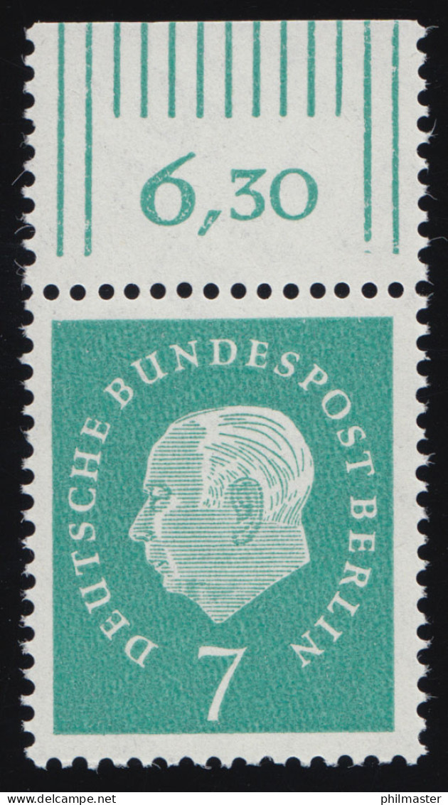 182 Heuss 7 Pf Oberrand ** Postfrisch - Unused Stamps