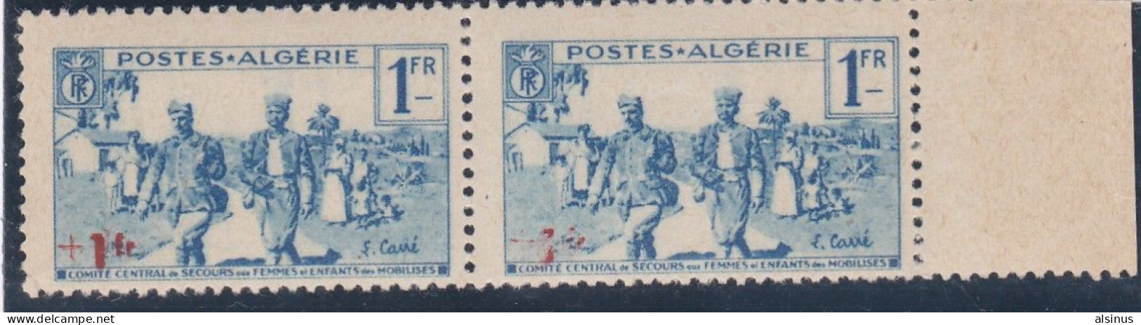 ALGERIE - N° 159 - 1F + 1F BLEU - SURCHARGE EFFACEE TENANT A UN NORMAL - Algeria (1962-...)