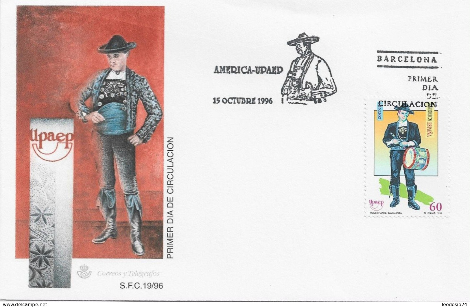 FDC Barcelona 1996.-America -Upaep. Traje Charro Salamanca - FDC