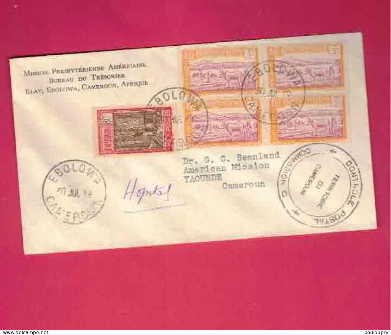 Lettre De 1942 Pour Le Cameroun - YT N° 109 En Bloc De 4 Et 141 - Rarissime Cachet De Contrôle De La Commission C - Covers & Documents