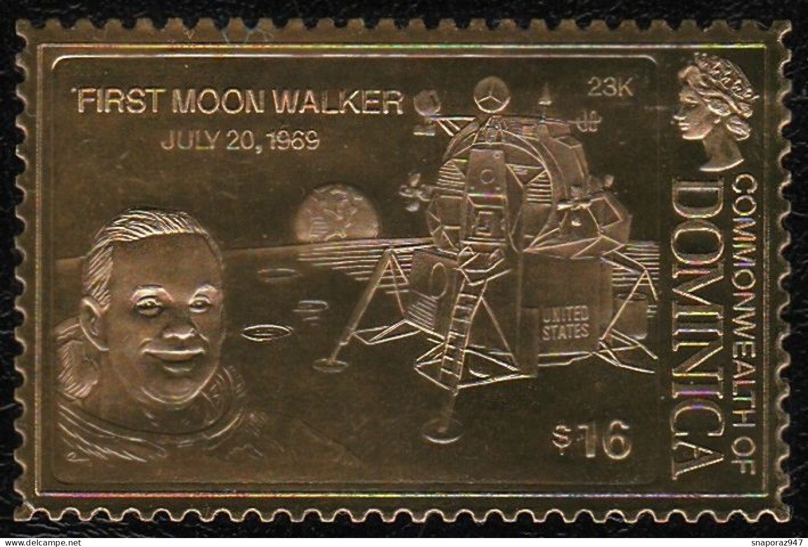 1969 Dominica First Moon Walker Spazio Space Espace Gold Printing Set MNH** Pa21 - North  America
