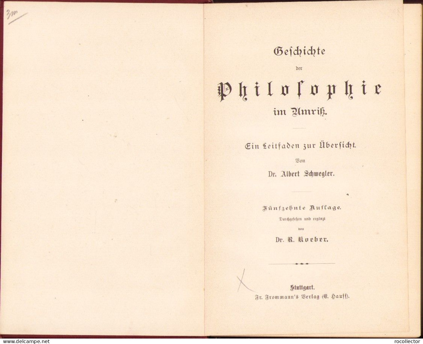 Geschichte Der Philosophie Im Umriß Von Albert Schwegler 1890 C3926N - Libros Antiguos Y De Colección