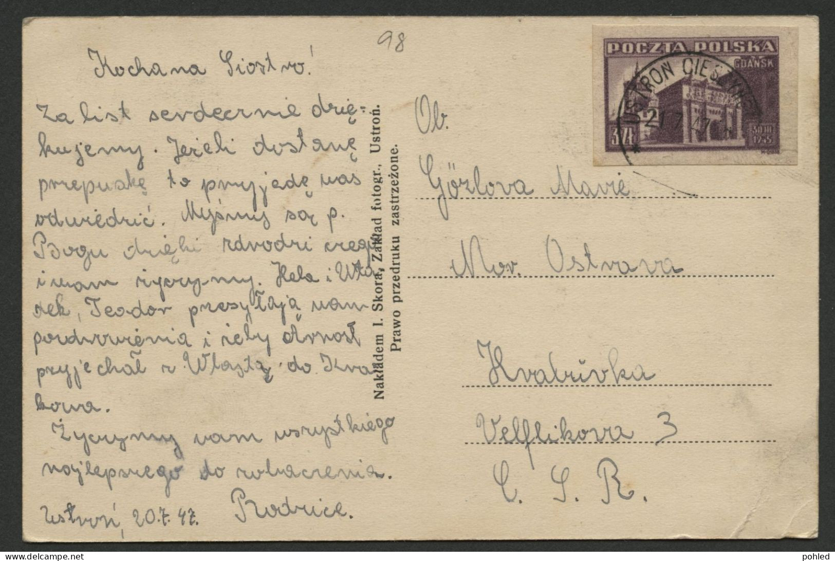 01326*POLAND*POLSKA*USTROŇ*UZDROWISKO BOROWIANOWE*1947 - Poland