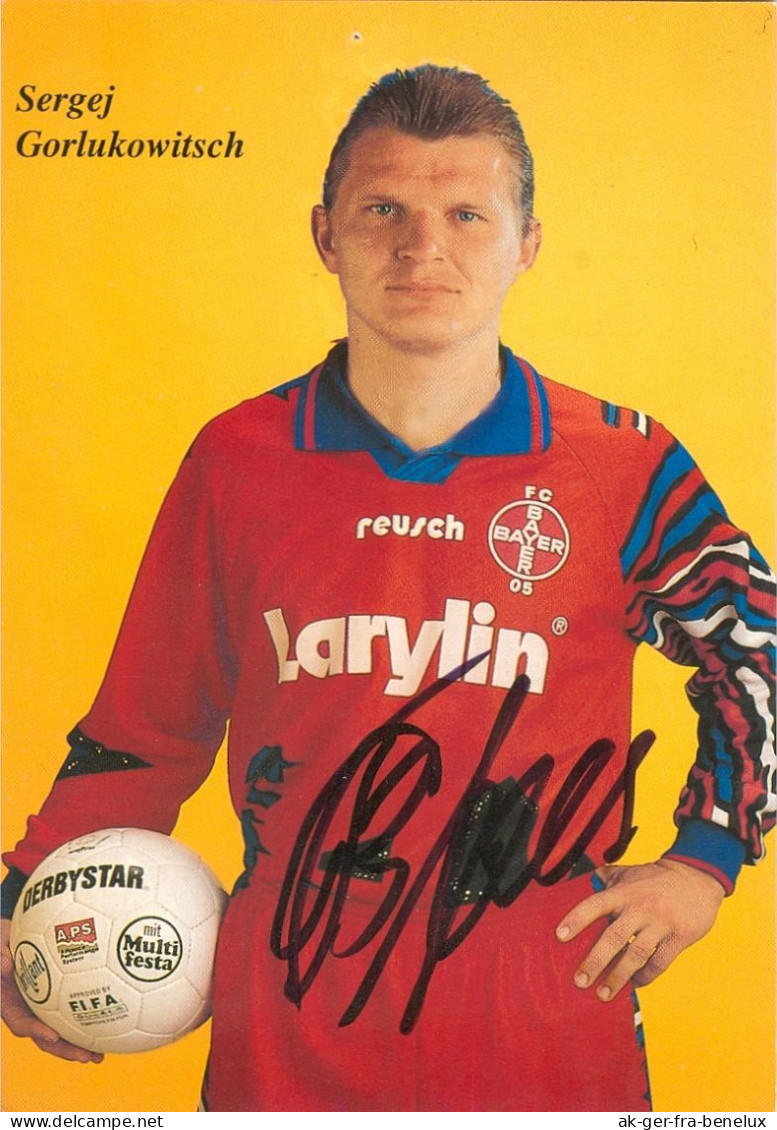 Fußball-Autogrammkarte Sergej Gorlukowitsch FC Bayer 05 Uerdingen 94-95 KFC Krefeld Sergei Gorlukovich Borussia Dortmund - Handtekening