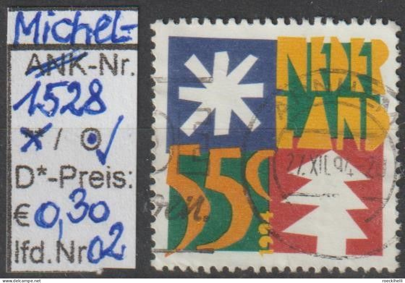 1994 - NIEDERLANDE - SM "Dez.marken - Stern, Weihn.baum" 55 C Mehrf. - O  Gestempelt - S.Scan (1528o 01-03 Nl) - Oblitérés