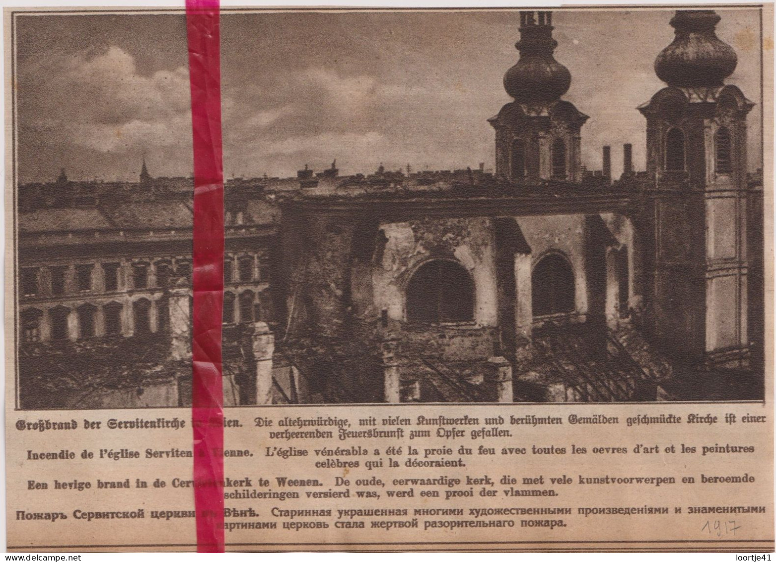 Oorlog Guerre 14/18 - Wenen Vienne - Brand In Kerk, Incendie église - Orig. Knipsel Coupure Tijdschrift Magazine - 1917 - Unclassified