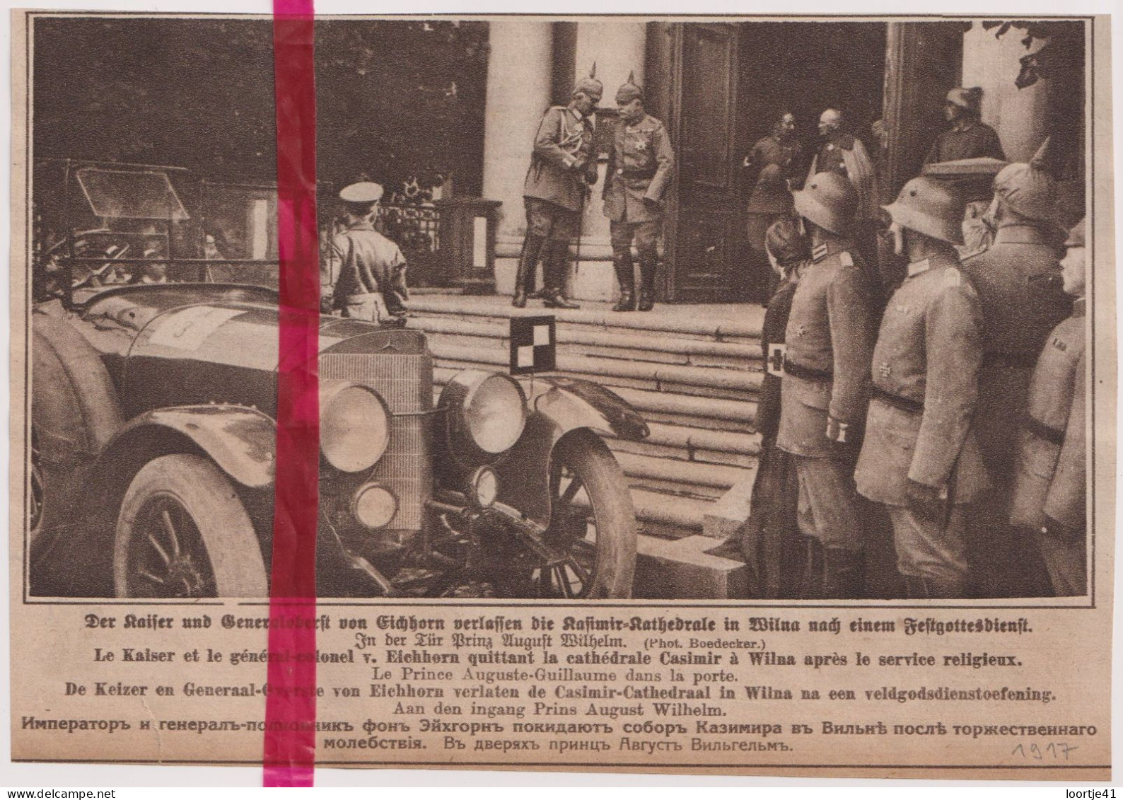 Oorlog Guerre 14/18 - Wilna - De Keizer, Le Kaiser - Orig. Knipsel Coupure Tijdschrift Magazine - 1917 - Non Classés