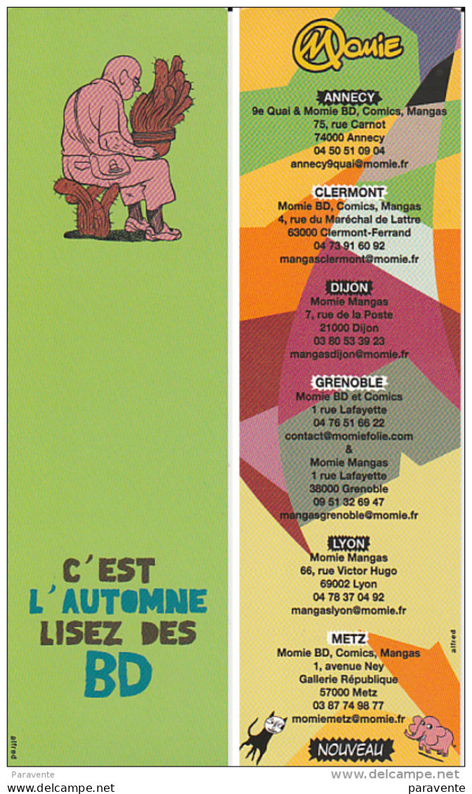 Marque Page BD Librairie MOMIE FOLIE Par ALFRED C'est L'automne Lisez Des Bd (fond Vert) (spirou) - Bookmarks