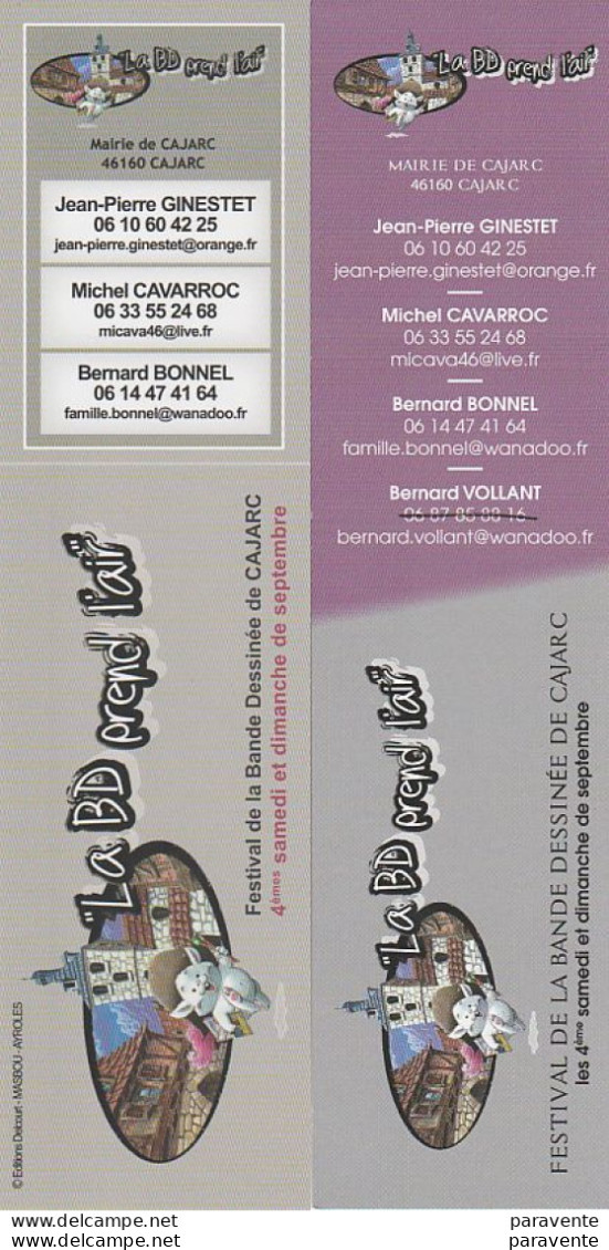 2 Marque Page Festival BD De CAJARC En 2006 Par MASBOU - Segnalibri