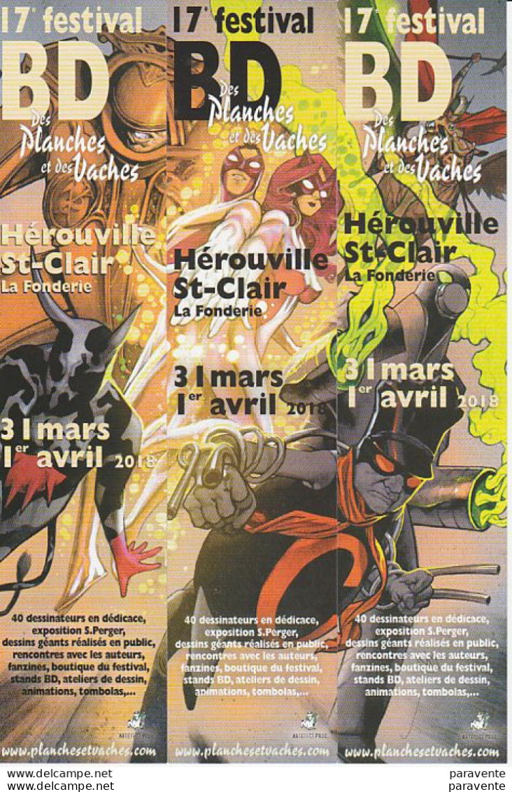 3 Marque Page PUZZLE Festival BD De HEROUVILLE En 2018 Par PERGER - Segnalibri