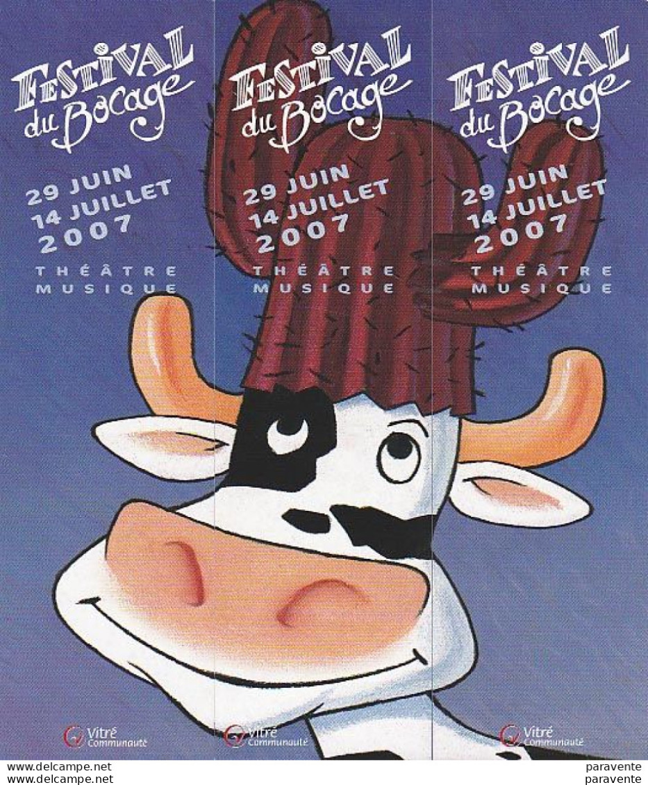 3 Marque Page Puzzle Festival Théatre Et Musique FESTIVAL DU BOCCAGE 2007 Vache - Bookmarks