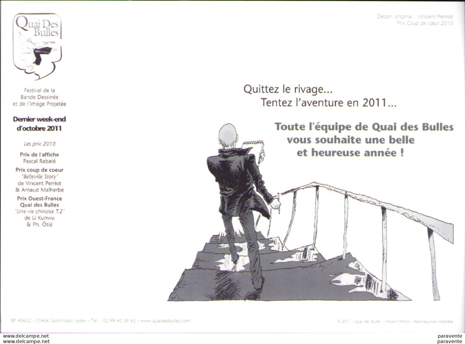 PIERROT : Carte Voeux QUAI DES BULLES 2011 - Postcards