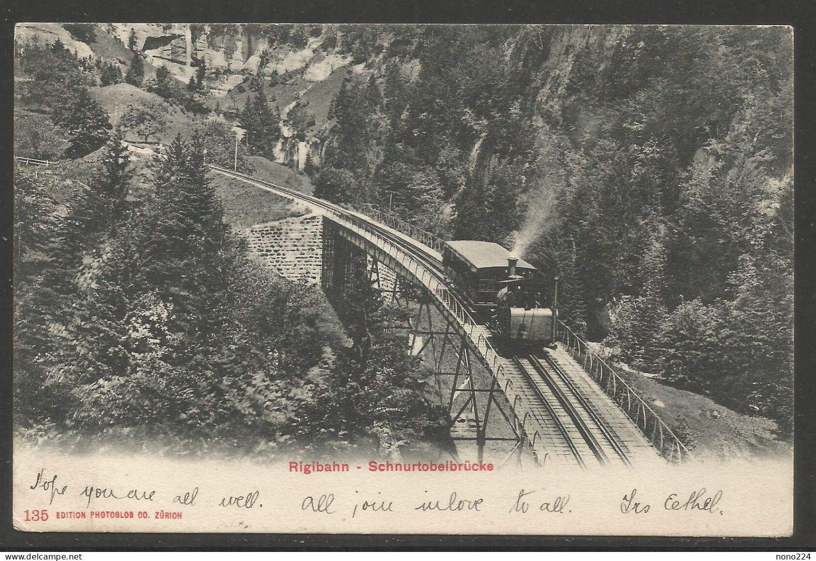 Carte P De 1908 ( Rigibahn / Schnurtoelbrücke ) - Trains