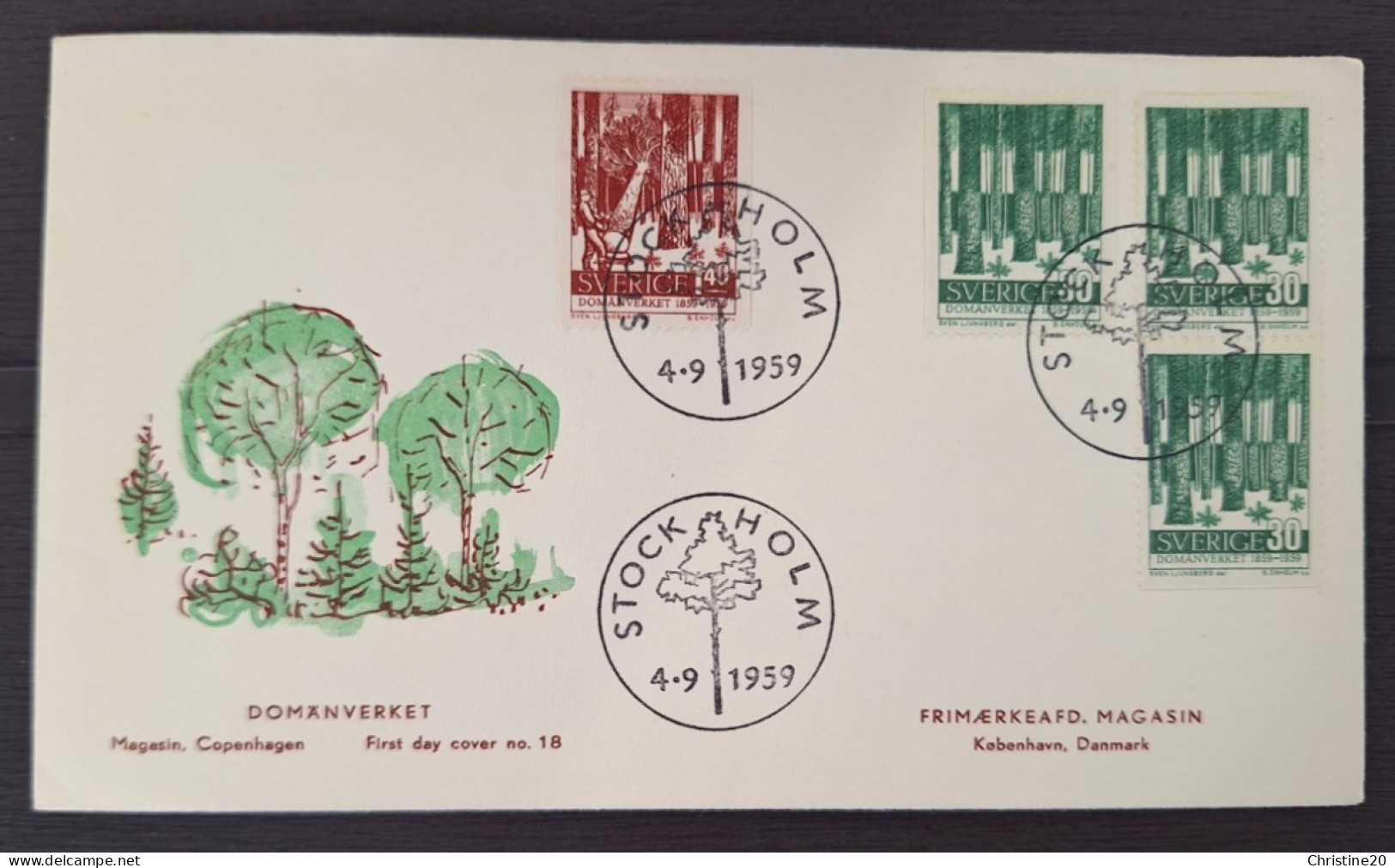 Suède 1959 N°442/43 + N°442b Ob Premier Jour TB - FDC