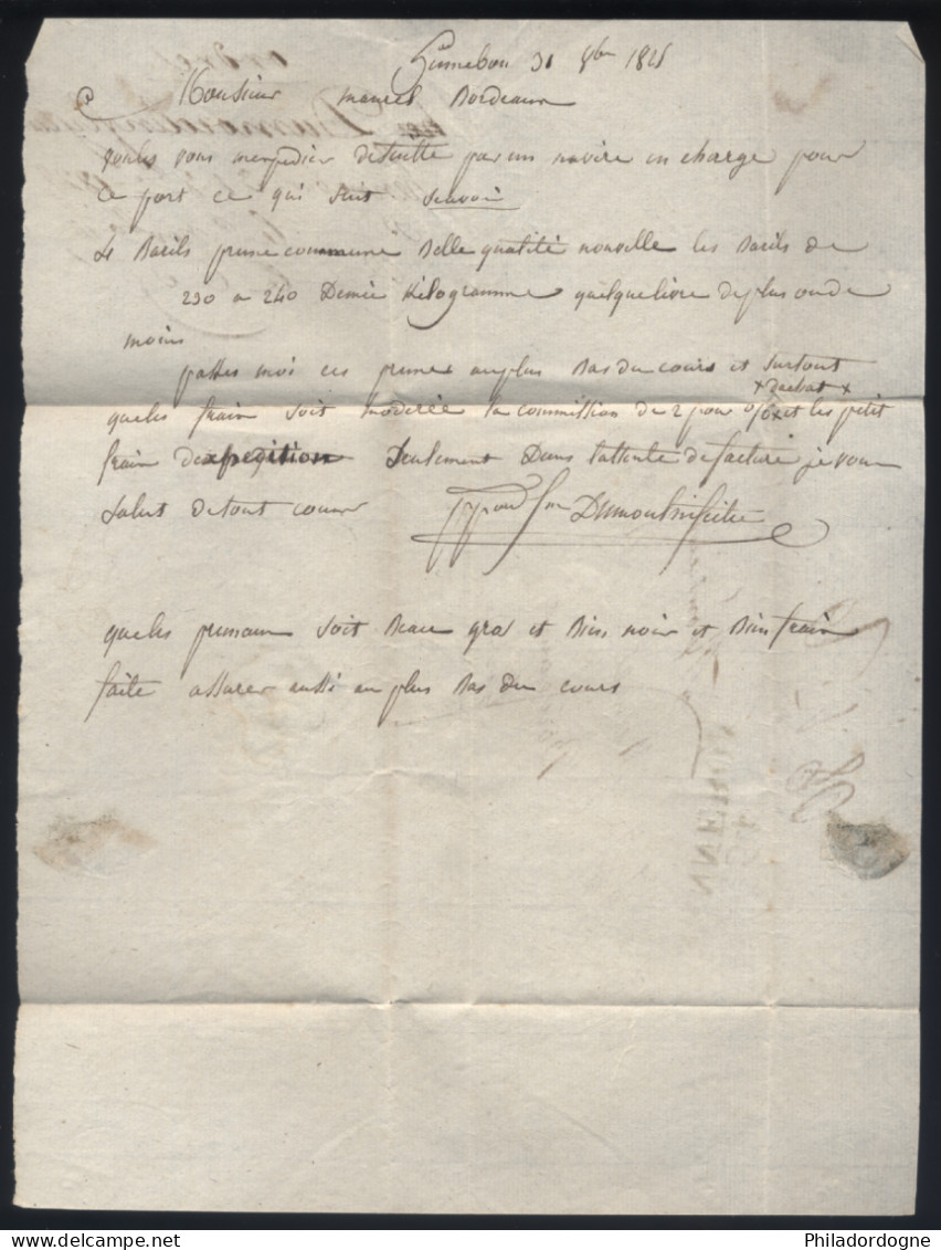 Morbihan - LaC Cursive 54 Hennebon (49x13) Pour Bordeaux- 1828 - 1801-1848: Precursors XIX