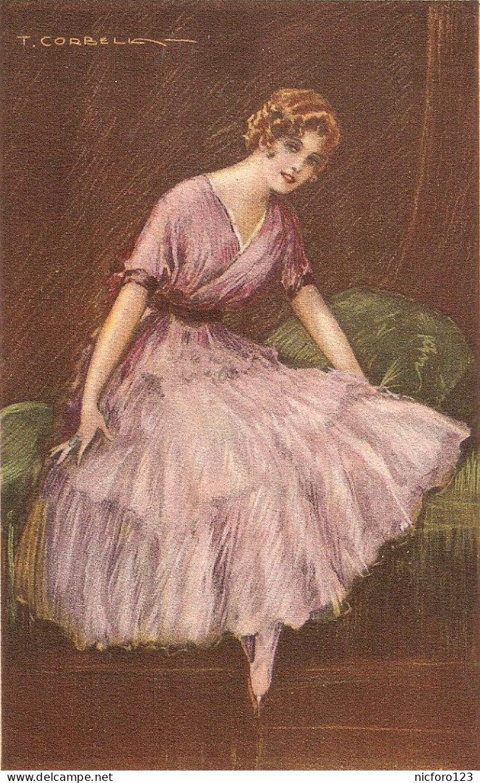 "T. Corbella. Pretty Lady " Old Vintage Italian Artist Signed Postcard - Corbella, T.