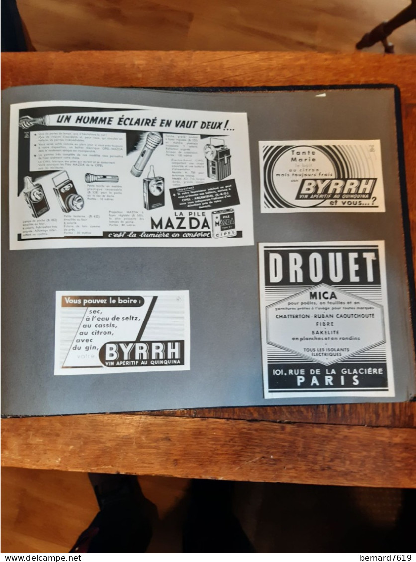 Publicite Annee Vers  1950 - Byrrh - Piles Mazda - Drouet Paris - Vermic Paris Et Amboise -laine Du Bon Pasteur  Paris - Werbung