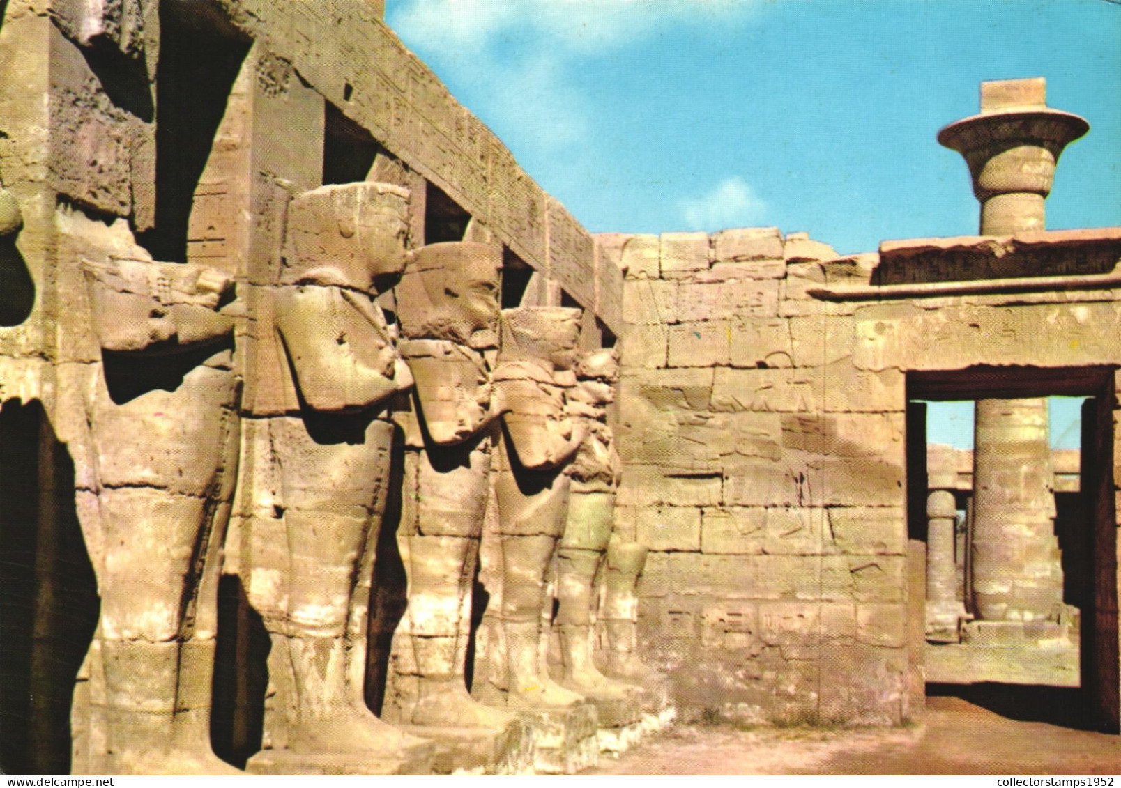 LUXOR, TEMPLE, KARNAK, RAMSES III COURT, AMON RA TEMPLE, ARCHITECTURE, STATUE, EGYPT, POSTCARD - Louxor