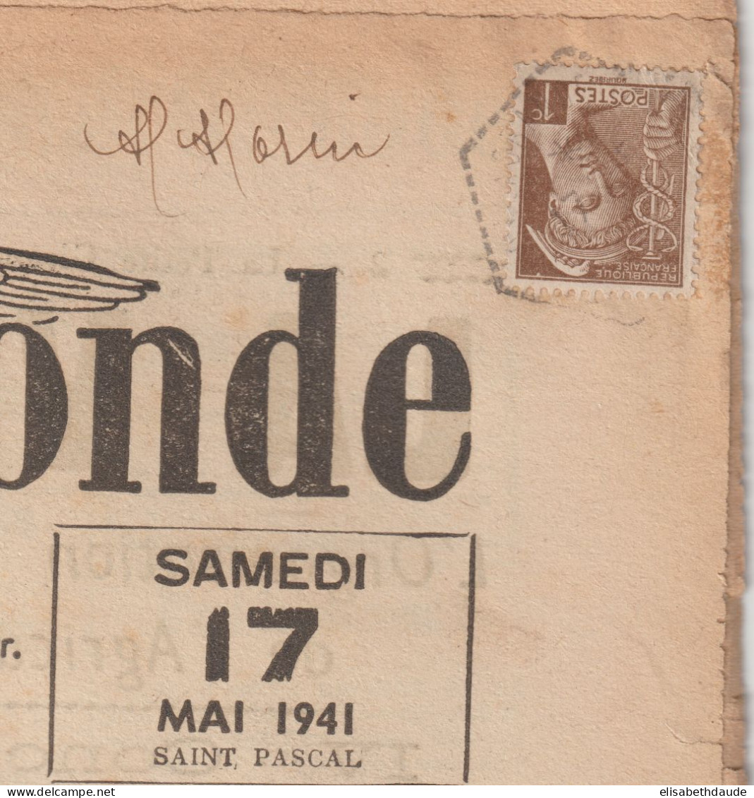 1941 - MERCURE - 1c SUR JOURNAL COMPLET "LA PETITE GIRONDE" De BORDEAUX - PROPAGANDE ET INFOS DE GUERRE ! - 1938-42 Mercurio