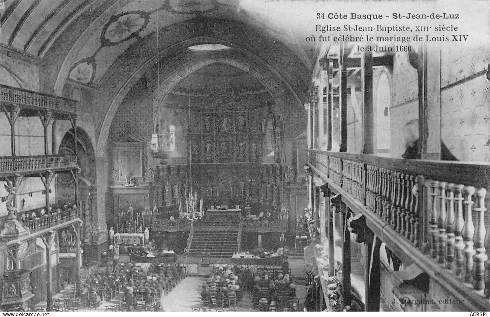 64 SAINT-JEAN-de-LUZ  Intérieur De L'église   (Scan R/V) N°   23  \QQ1110Bis - Saint Jean De Luz